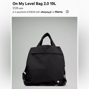 Lululemon on my level bag 2.0 19L